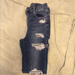 American Eagle Curvy Hi-Rise Jeggings with Modern Distressing size: 0